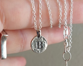 B Silver Coin Necklace or Dainty Gold Plated Initial Letter Coin Charm Pendant Necklace, Unique Birthday Gift, Gold B Coin Choker Gift