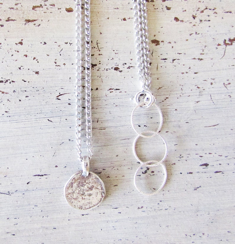 silver coin pendant necklace J handmade personalized jewelry gift Sterling Silver J initial letter coin personalized necklace for women