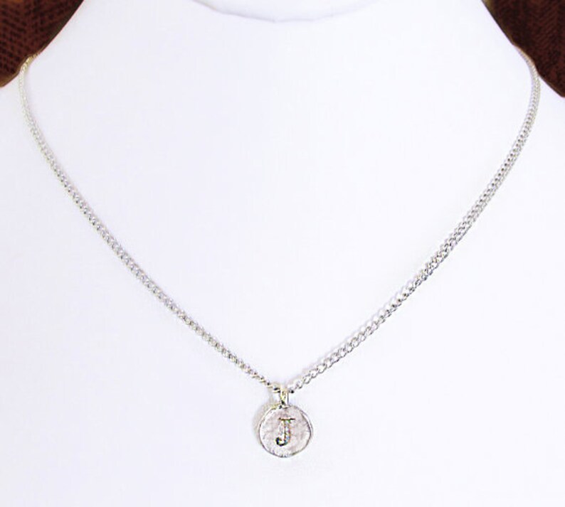 silver coin pendant necklace J handmade personalized jewelry gift Sterling Silver J initial letter coin personalized necklace for women