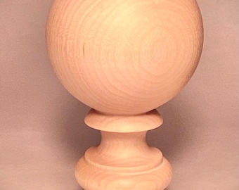 Ball Finial Newel Post Topper 2.70 inch ball diameter Maple wood with Tenon
