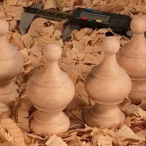 Small Unfinished Maple Finial #3F2A. Clock finial 3 inch high X 1.5 diameter. Really Nice and ready to stain