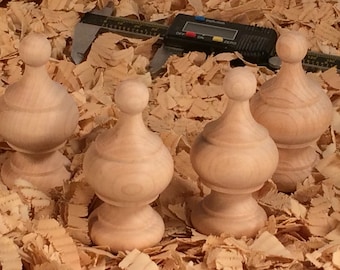 Unfinished Maple Wood Finial: Ready to Stain, Clock Topper (3 inch)