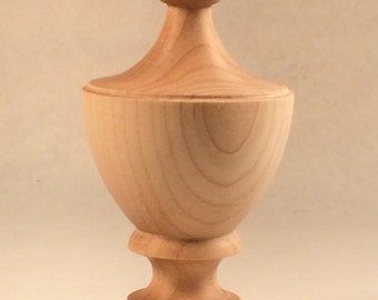 Wood finial Unfinished URN Style Maple Finial Made in the USA! 4.5 in tall X 2.5 diameter!