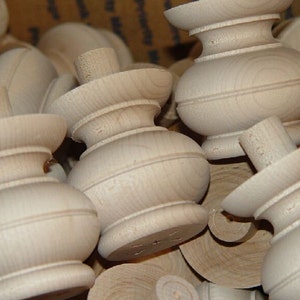 4 unfinished maple ottoman legs, finials, bun feet ready for stain