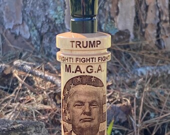 Trump Engraved Maple Duck Call - Double Reed Poly Insert