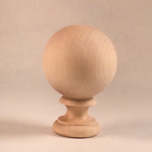 Elegant Unfinished Maple Wood Ball Finial. Newel Post Cap 4 in tall X 2.70 ball diameter!