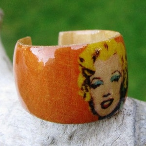 Shocking Orange Marilyn Monroe warhol Adjustable Wood Ring - Etsy
