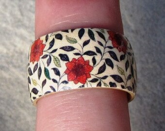 Chinese Floral Pattern -- Adjustable Wood Ring