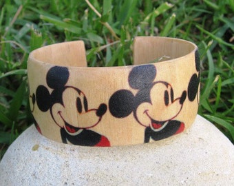 Mickey Mouse Pattern (Warhol) -- wood adjustable bracelet