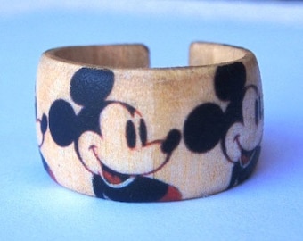 Mickey Mouse Pattern (Warhol) -- wood ring