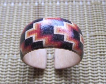 Textile Design (Native American) -- adjustable wood ring