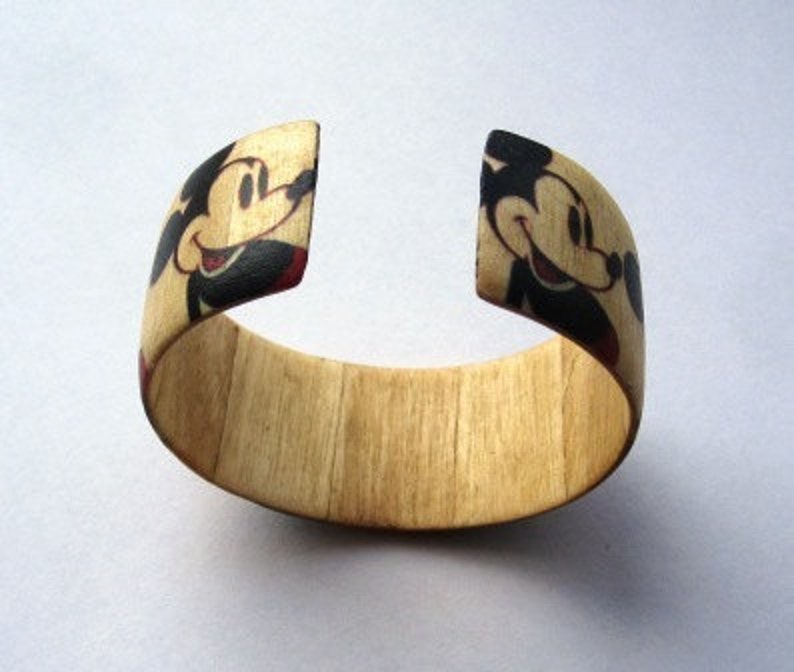 Mickey Mouse Pattern Warhol wood adjustable bracelet Bild 3