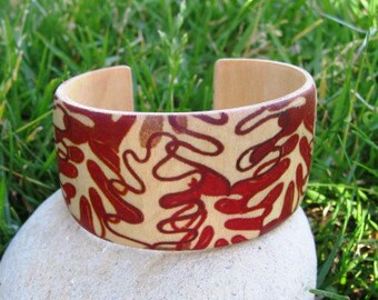 Autumn Leaves (Margret Hildebrand) -- adjustable wood bracelet (cuff)