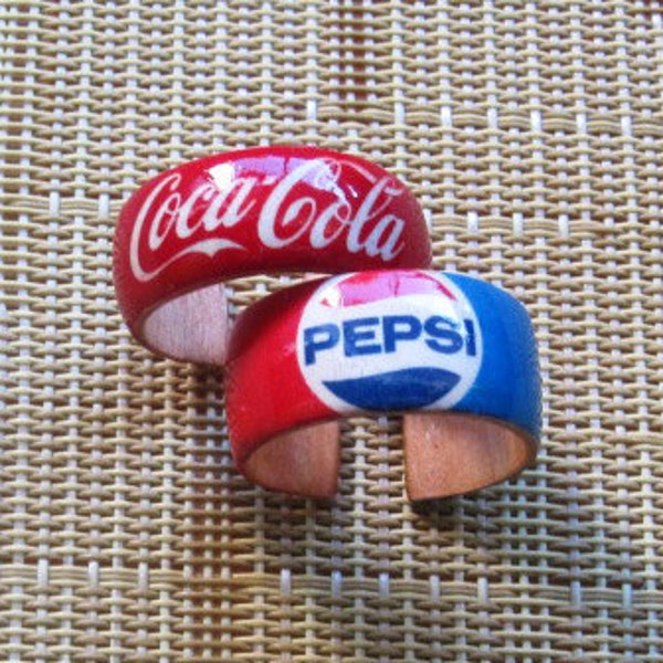 Coke or Pepsi -- wood finger rings