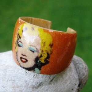 Shocking Orange Marilyn Monroe warhol Adjustable Wood Ring - Etsy