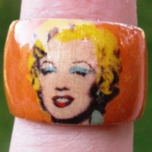 Shocking Orange Marilyn Monroe warhol Adjustable Wood Ring - Etsy
