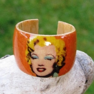 Shocking Orange Marilyn Monroe warhol Adjustable Wood Ring - Etsy