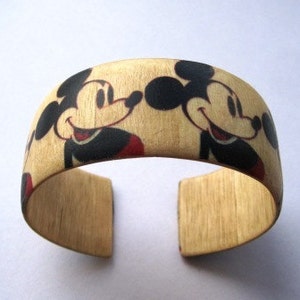 Patrón de ratón de Mickey Warholpulsera ajustable de madera imagen 2