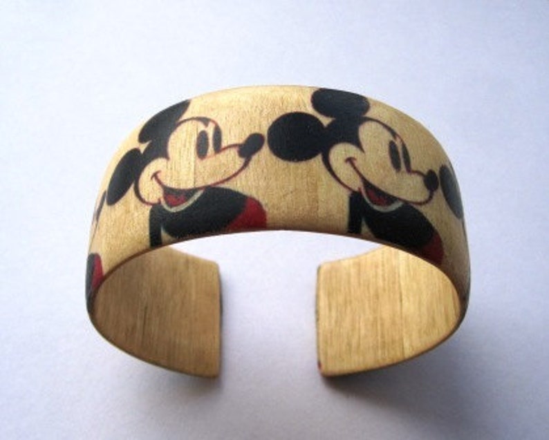 Patrón de ratón de Mickey Warholpulsera ajustable de madera imagen 2
