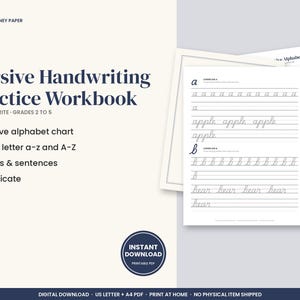Quaderno di esercizi di scrittura corsiva stampabile, schede per tracciare le lettere in corsivo dalla A alla Z, parole e frasi, per l'istruzione domiciliare nelle classi dalla seconda alla quinta elementare.