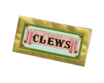 Vintage Embossed Henry Clews Brand Cigar Box Label Featuring Shiny Gold Border Use in Junk Journals, Decoupage Scrapbook Ephemera Tobacciana