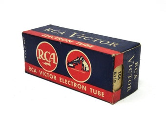 Vintage Unused RCA Victor Electron Tube in Original Box Nipper the Dog, Red White and Blue Colors Mid-Century Home Decor, for Vacuum Cleaner