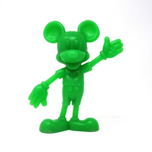 Vintage Walt Disney Mickey Mouse Green Hard Plastic Toy Louis Marx & Company Character Figurine Display as Home or Nursery Decor, Disneyana