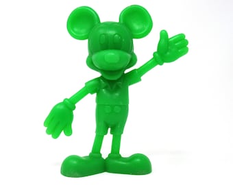 Vintage Walt Disney Mickey Mouse Green Hard Plastic Toy Louis Marx & Company Character Figurine Display as Home or Nursery Decor, Disneyana