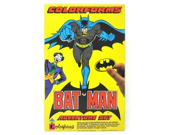 Vintage Batman Colorforms Toy Complete Set with Original Box Comic Book Cartoon Hero Caped Crusader Joker, Riddler, and Penguin Nostalgic