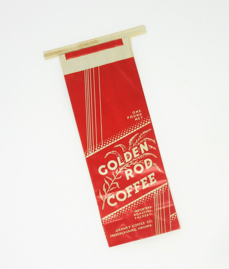 Vintage Unused Paper Golden Rod Fresh Brand Coffee Advertising Bag Great Displayed as Farmhouse, Home, or Kitchen Decor Frame as Wall Art image 10