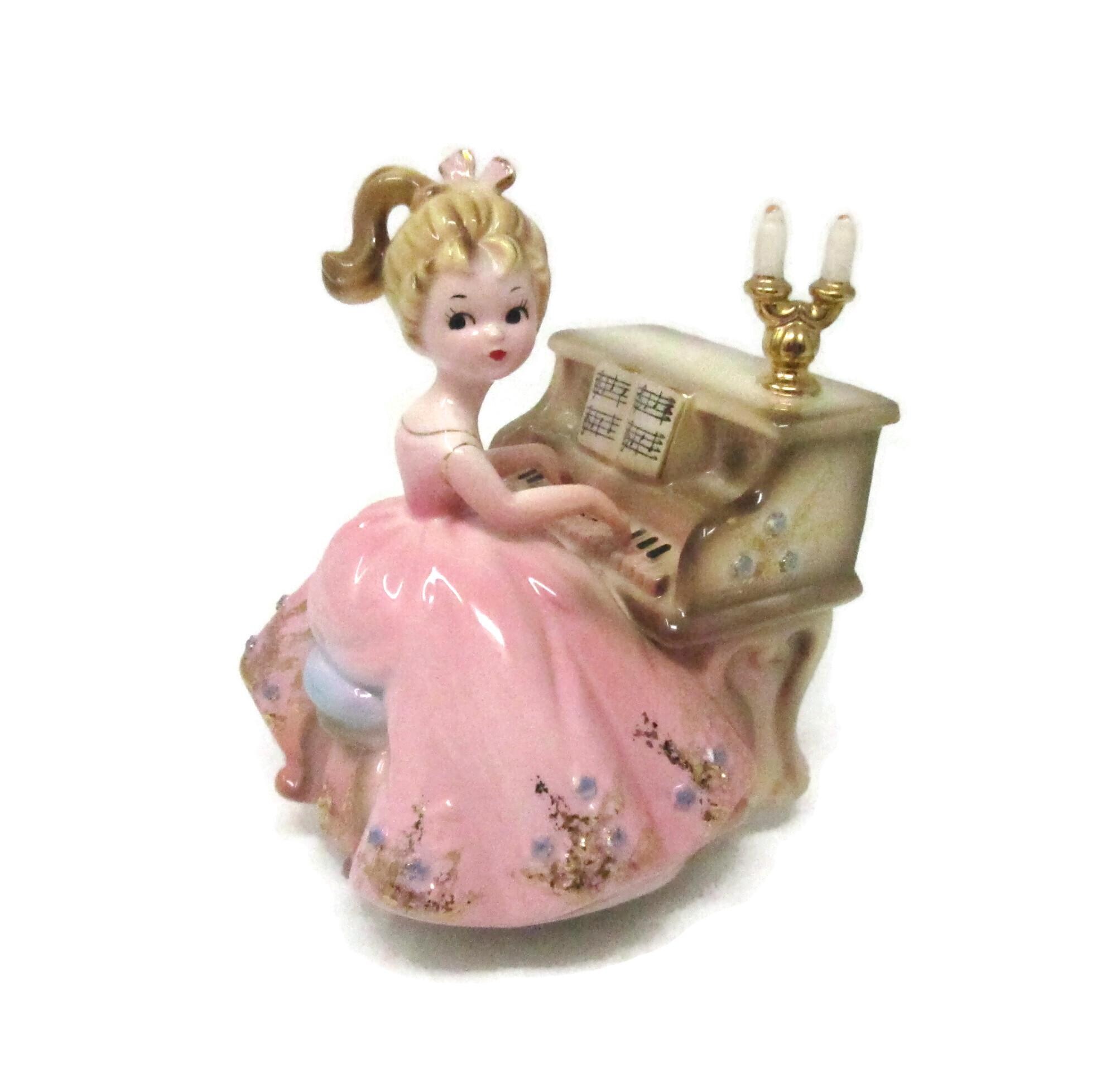 Vintage Josef Originals Cute Piano Player Rotating Music Box