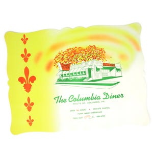 Vintage Unused Columbia Diner Paper Placemats Group of 20 for Parties Picnics or Table Setting Ready to Frame Home Decoration Kitchen Decor