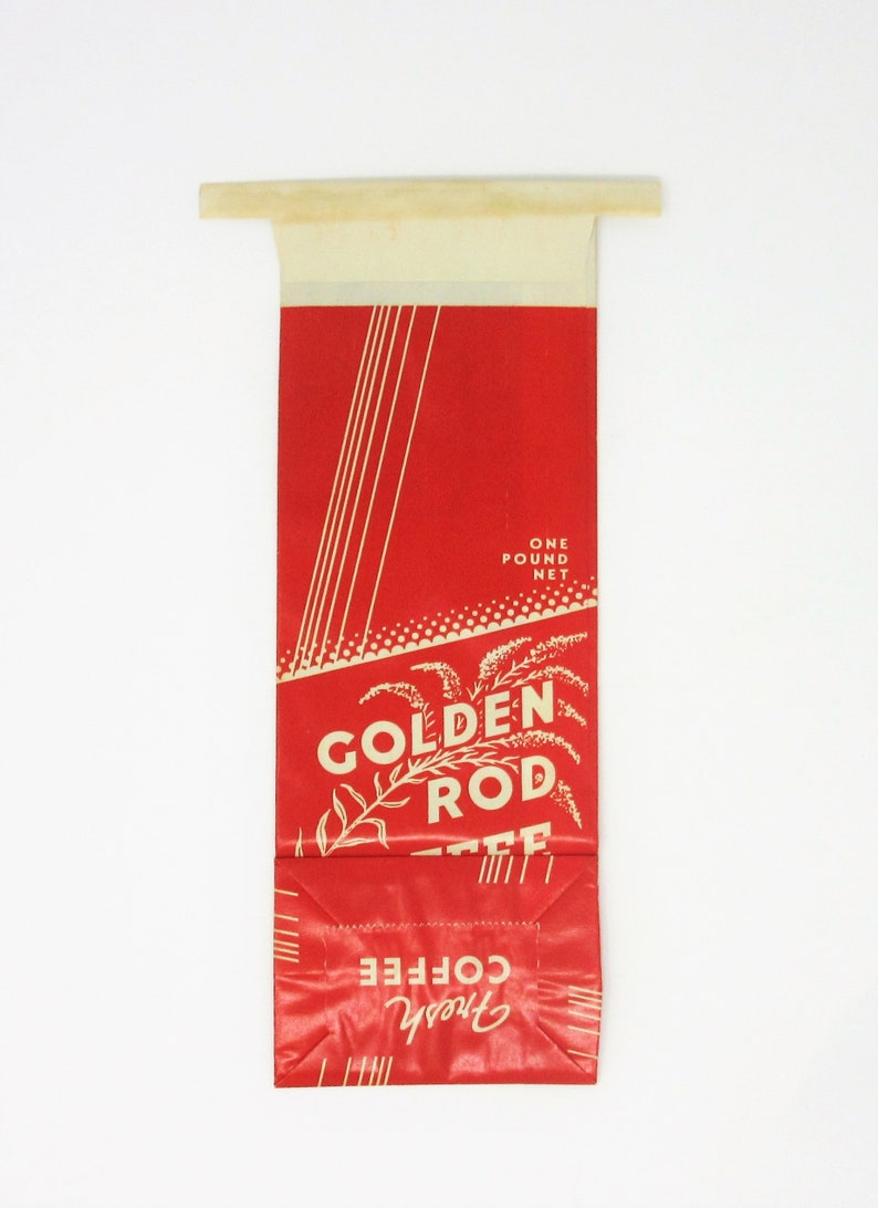 Vintage Unused Paper Golden Rod Fresh Brand Coffee Advertising Bag Great Displayed as Farmhouse, Home, or Kitchen Decor Frame as Wall Art image 3