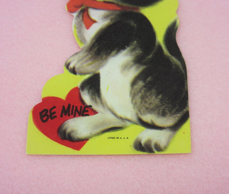 Vintage Unused Valentines Day Card Featuring a Retro Kitty with Green Eyes Hi There Kitten Be Mine Perfect for Your Valentine or Sweetheart image 5