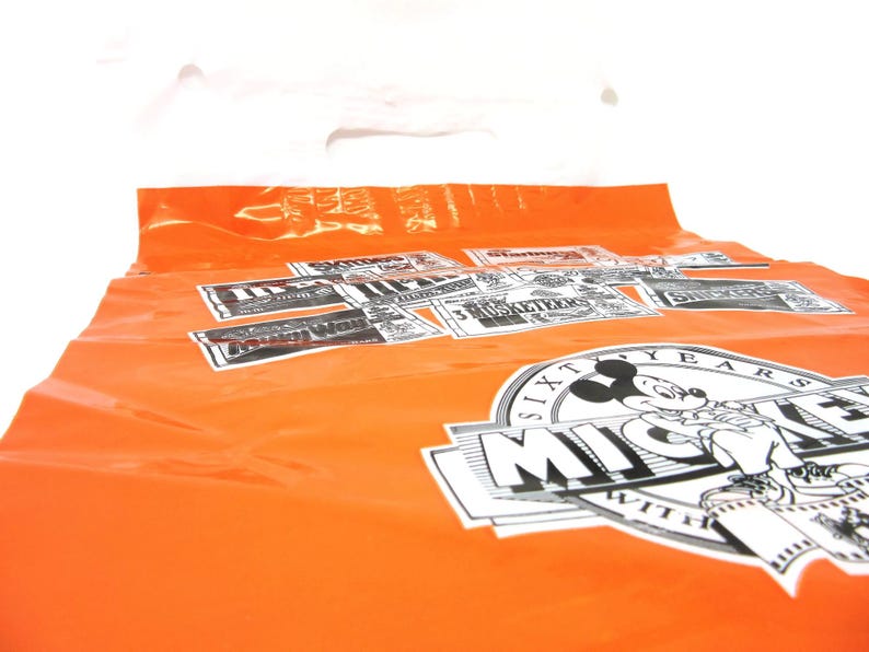 Vintage 1988 Unused Plastic Walt Disney Mickey Mouse Halloween Trick or Treat Candy Bag with Pumpkins M&M's Candies Collectible Disneyana image 6
