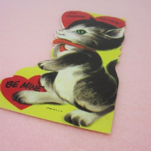 Vintage Unused Valentines Day Card Featuring a Retro Kitty with Green Eyes Hi There Kitten Be Mine Perfect for Your Valentine or Sweetheart image 8