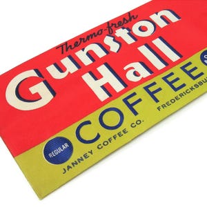 Vintage Unused Paper Gunston Hall Brand Coffee Advertising Bag Great Displayed as Farmhouse, Home, or Kitchen Decor Frame as Wall Art NOS