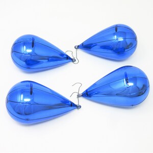 Vintage Jewelbrite Christmas Tree Ornaments Blue Teardrop Shape Set of Four in Original Box Shiny Plastic Unbreakable Holiday Decorations image 6