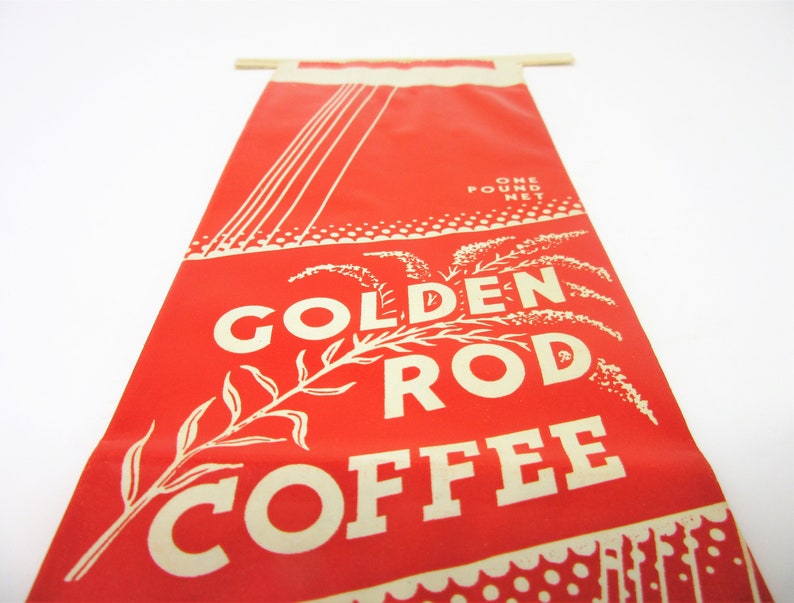 Vintage Unused Paper Golden Rod Fresh Brand Coffee Advertising Bag Great Displayed as Farmhouse, Home, or Kitchen Decor Frame as Wall Art image 6