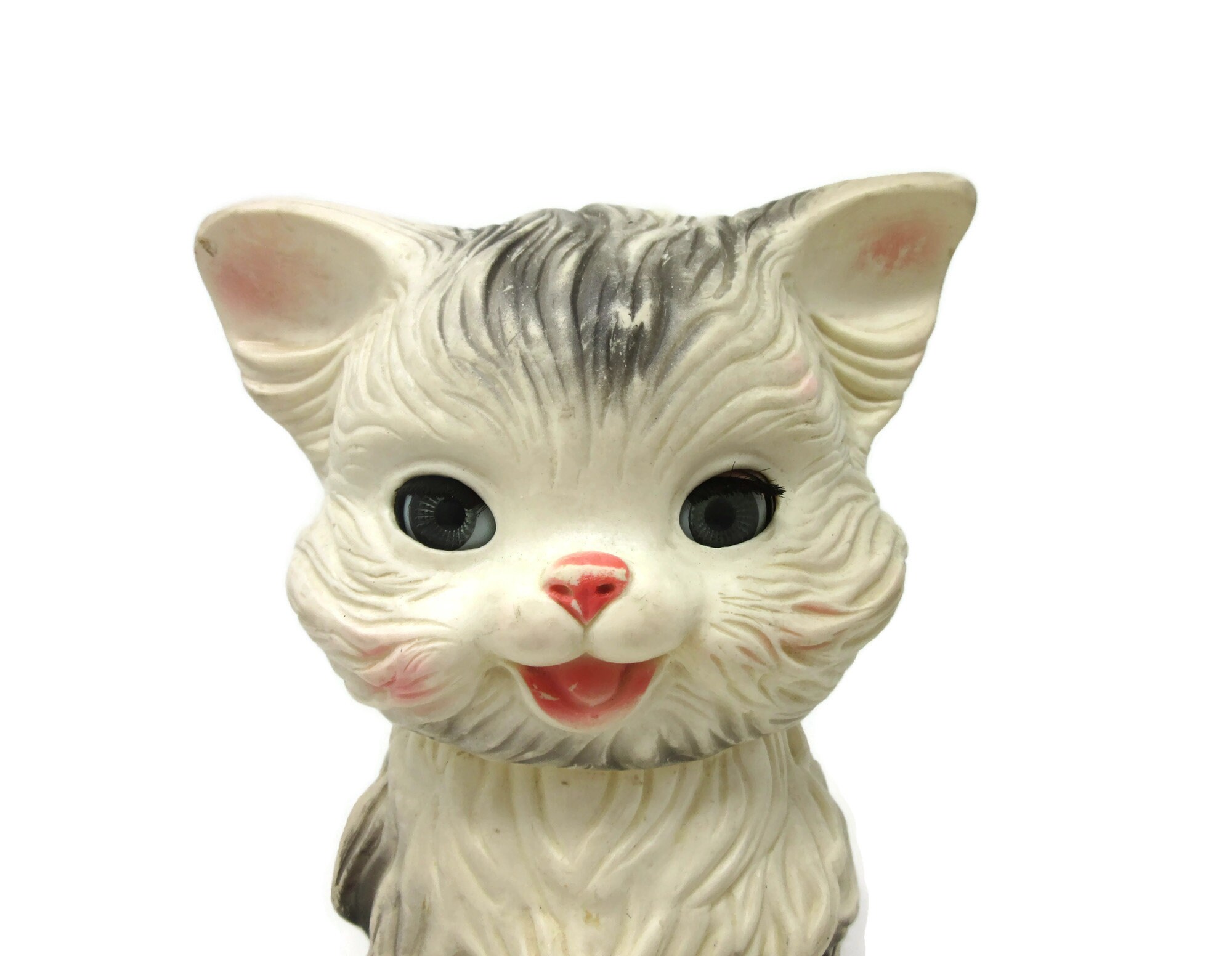   猫の置物 Mittens and Moppet Vintage 1960's Edward Mobley Mittens the Kitten Cat Rubber Squeaky
