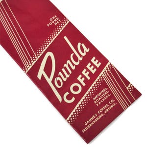 Vintage Unused Paper Pounda Coffee Advertising Bag One Pound Size Great Displayed as Farmhouse, Home, or Kitchen Decor Frame as Wall Art NOS