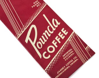 Vintage Unused Paper Pounda Coffee Advertising Bag One Pound Size Great Displayed as Farmhouse, Home, or Kitchen Decor Frame as Wall Art NOS