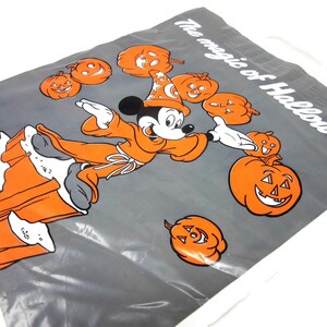 Vintage 1988 Unused Plastic Walt Disney Mickey Mouse Halloween Trick or Treat Candy Bag with Pumpkins M&M's Candies Collectible Disneyana image 4