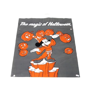 Vintage 1988 Unused Plastic Walt Disney Mickey Mouse Halloween Trick or Treat Candy Bag with Pumpkins M&M's Candies Collectible Disneyana image 1