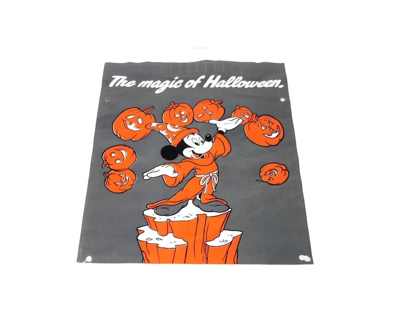 Vintage 1988 Unused Plastic Walt Disney Mickey Mouse Halloween Trick or Treat Candy Bag with Pumpkins M&M's Candies Collectible Disneyana image 1
