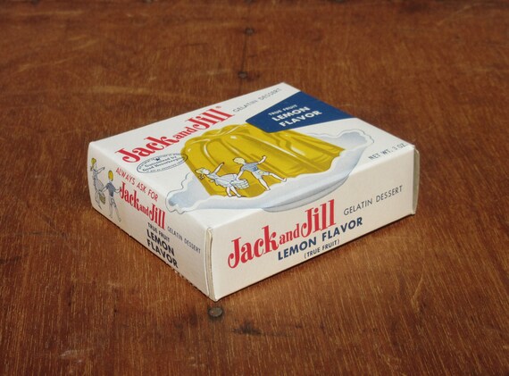 Vintage Unused Jack and Jill Gelatin Jello Dessert Box Lemon