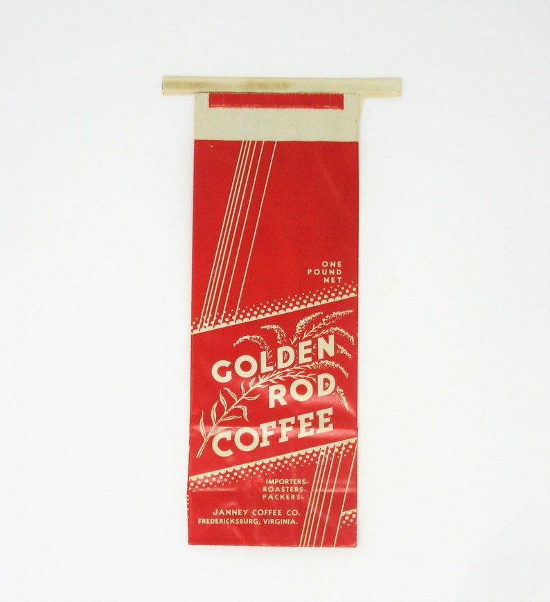 Vintage Unused Paper Golden Rod Fresh Brand Coffee Advertising Bag Great Displayed as Farmhouse, Home, or Kitchen Decor Frame as Wall Art image 2