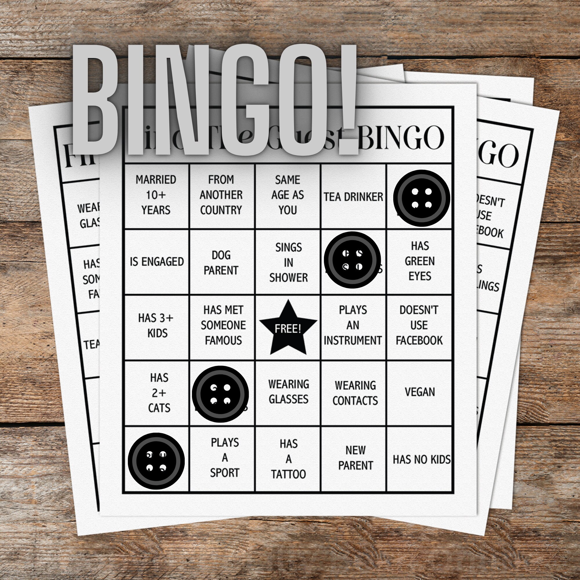 Printable Find the Guest Bingo, Digital Download, Printable Game, Fun ...