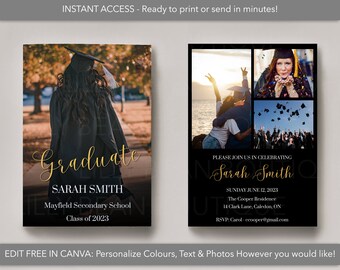 Minimalist Graduation Announcement Card CANVA Template, Senior Graduate Template, Minimalist Invitation, Graduation Party Invite, Instant