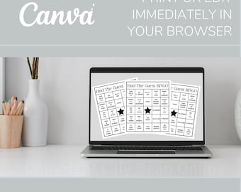Printable Find The Guest Bingo, Digital Download, Printable Game, Fun Party Activity, Ice Breaker, Wedding Game, Edit in Canva or Print